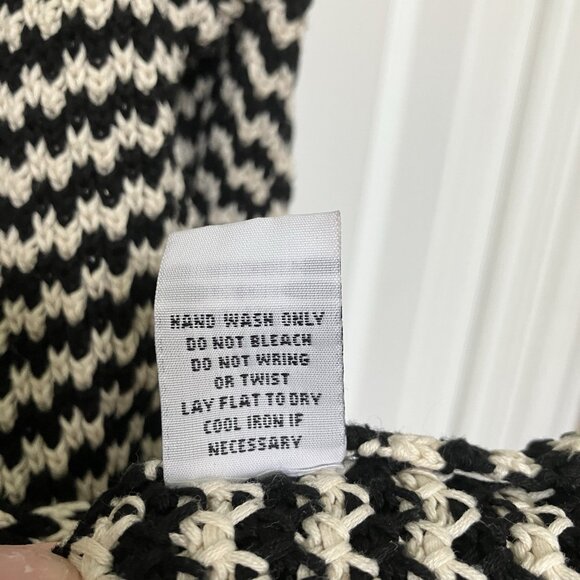 Habitat Sweater Womens L Black White Stripe Chunky Knit Lagenlook Artsy Wrap - Picture 5 of 9